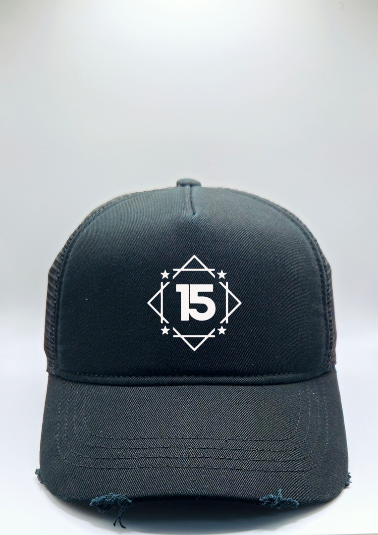 Black Distressed Trucker Cap