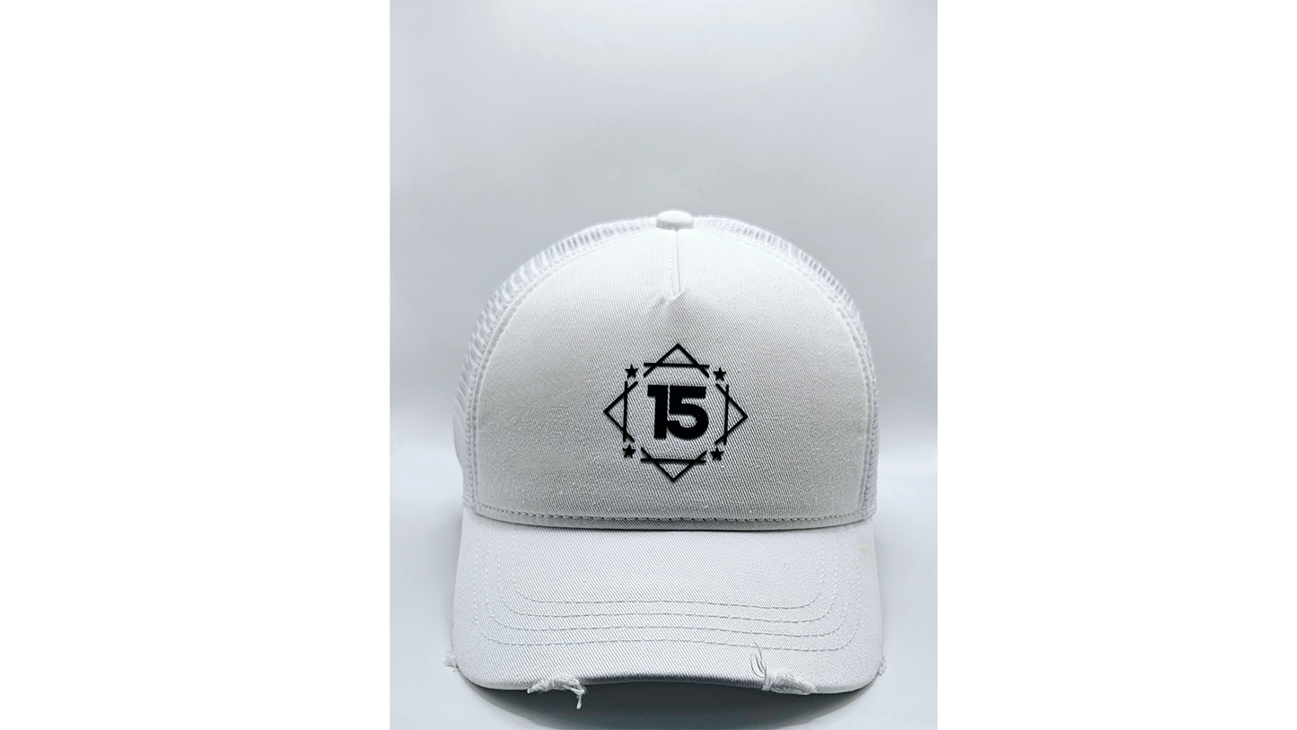 White Distressed Snapback Trucker Cap