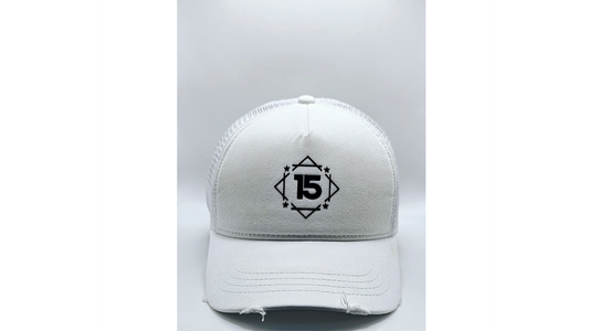 White Distressed Snapback Trucker Cap