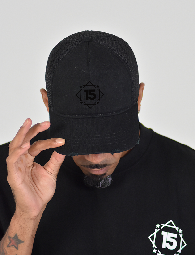 Black Distressed Trucker Cap F15teen Clothing