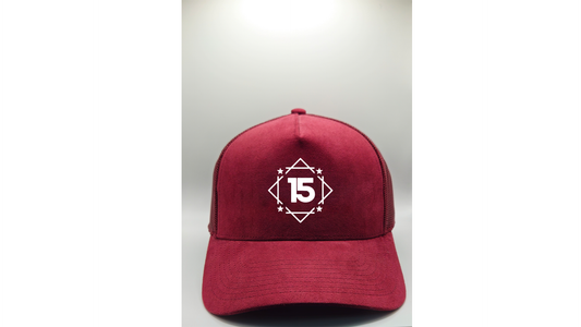 Maroon snapback trucker cap